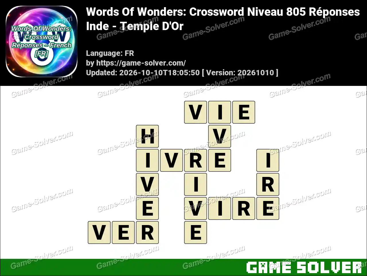 Words Of Wonders: Crossword Niveau 805 Réponses – Inde – Temple D’Or